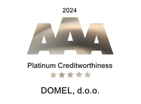 DOMEL prejel platinasti certifikat za odličnost kreditnega ocenjevanja v letu 2024